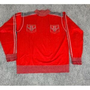 Vintage Royal Prestige PD Men's Sweater Red  Mock Neck  Acrylic Pockets Size 2XL